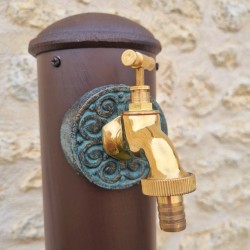 Aluminum Cast Garden Fountain with Brass Tap 19.5x19.5x90cm