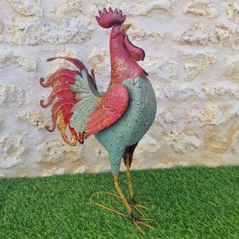 Red and Blue Iron Rooster