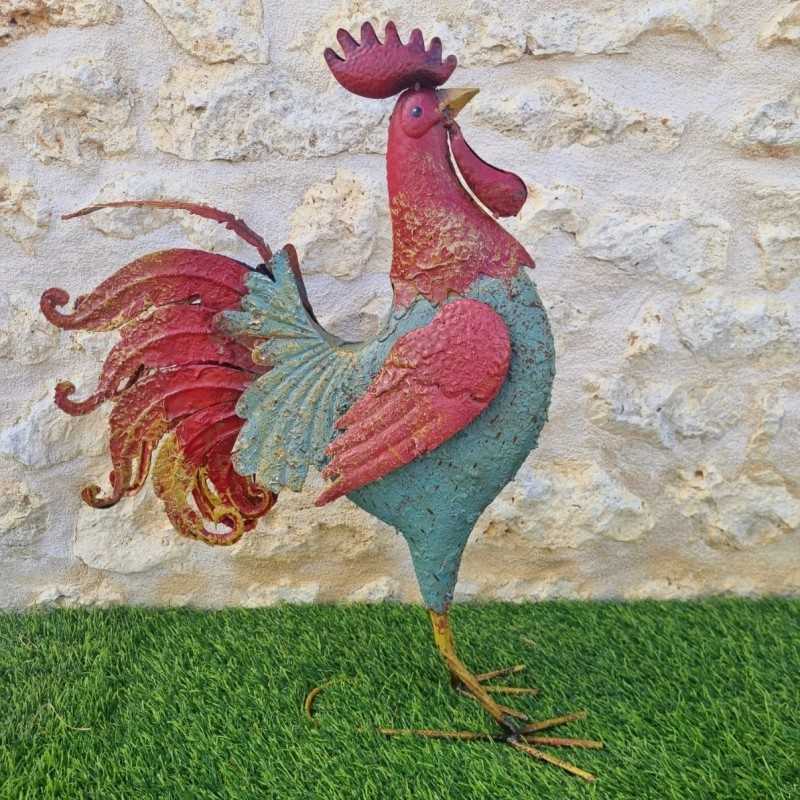 Red and Blue Iron Rooster
