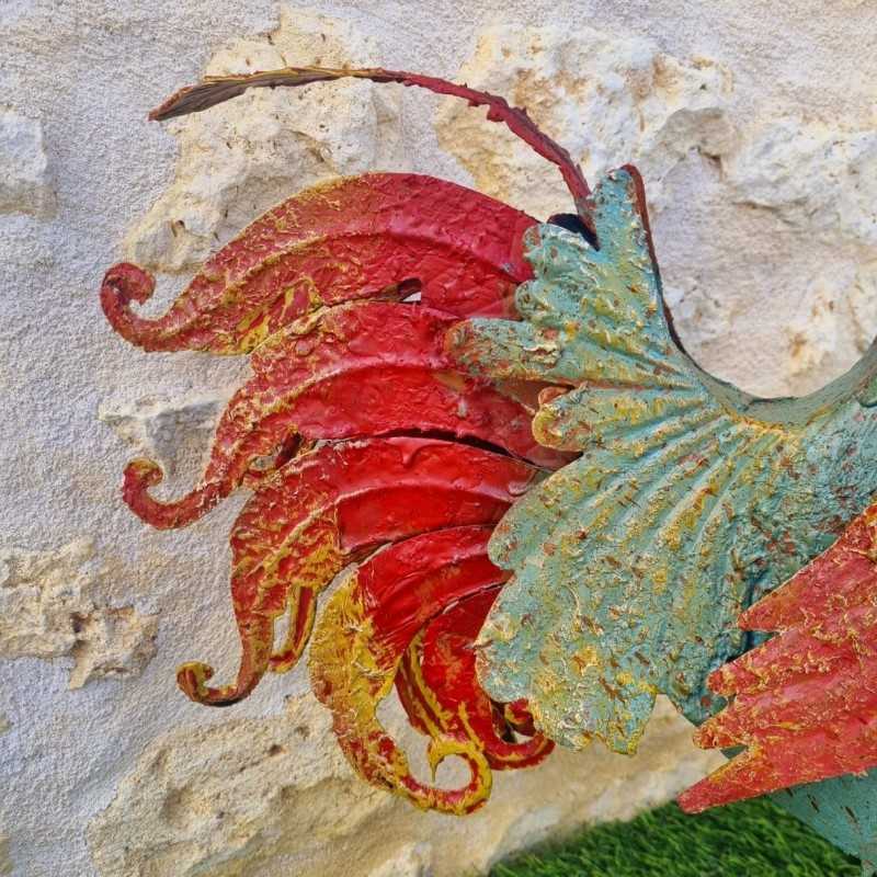 Red and Blue Iron Rooster