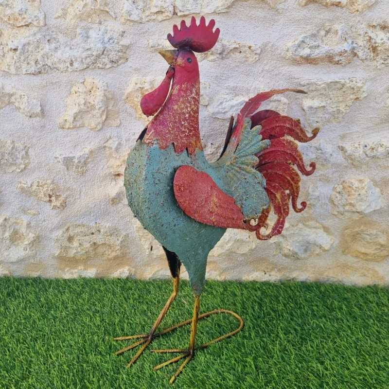 Red and Blue Iron Rooster