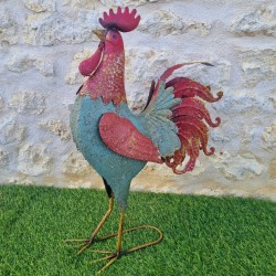 Red and Blue Iron Rooster