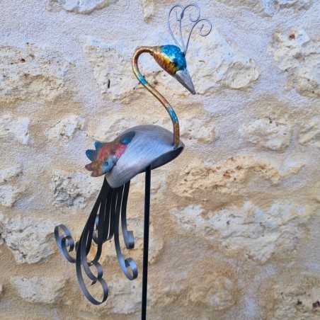 Decorative Peacock on Metal Stake