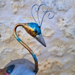 Decorative Peacock on Metal Stake