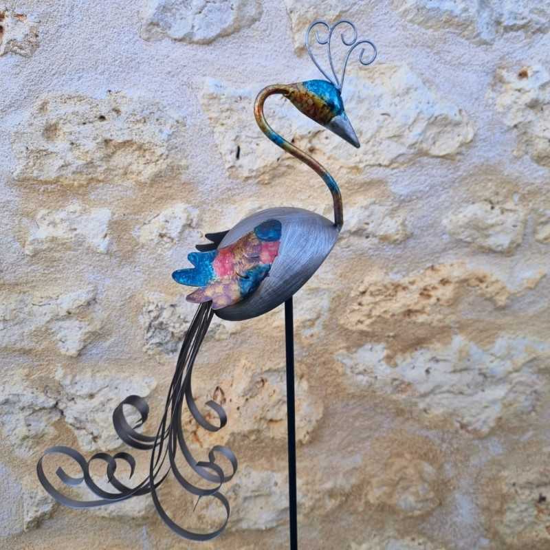 Decorative Peacock on Metal Stake