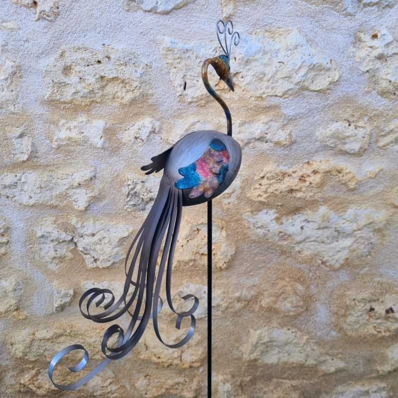 Decorative Peacock on Metal Stake