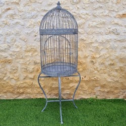 Aviary Cage in Antique-Style Grey Metal