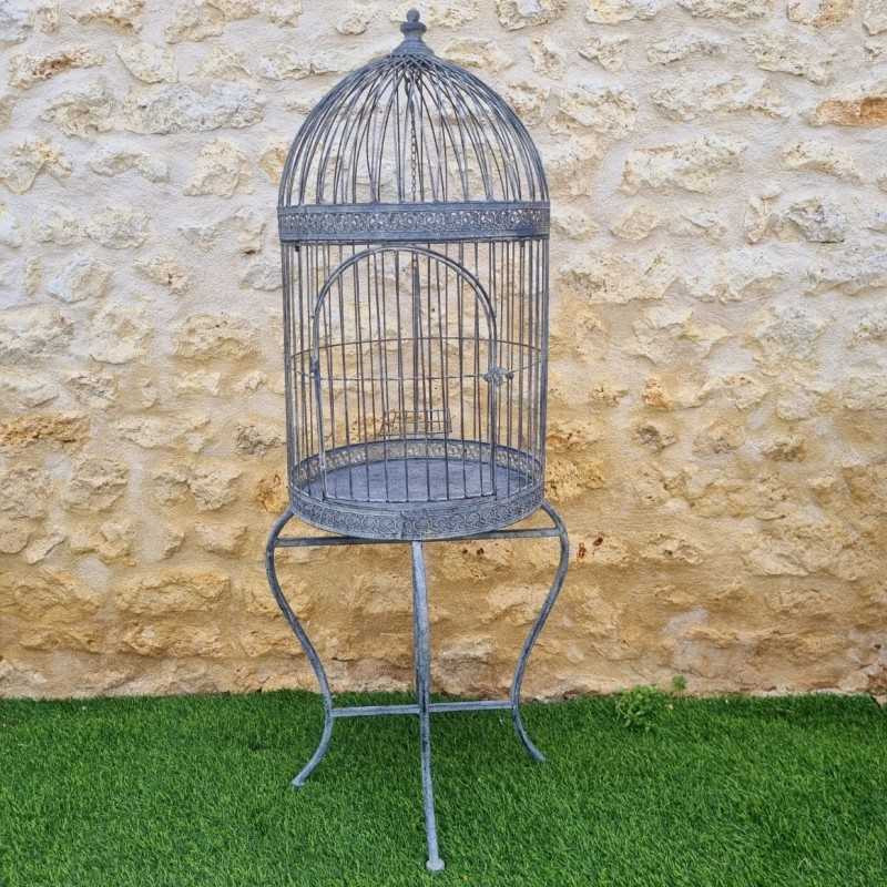Aviary Cage in Antique-Style Grey Metal