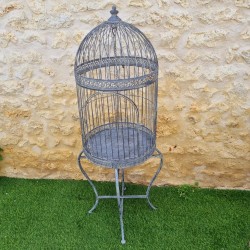 Aviary Cage in Antique-Style Grey Metal