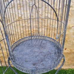 Aviary Cage in Antique-Style Grey Metal