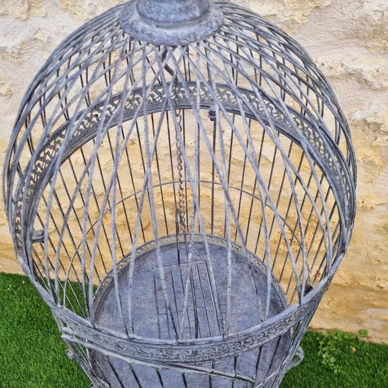 Aviary Cage in Antique-Style Grey Metal