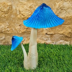 Blue-Colored Iron Mushroom Duo