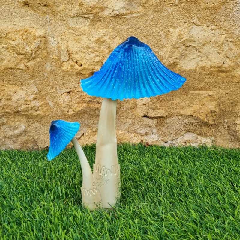 Blue-Colored Iron Mushroom Duo