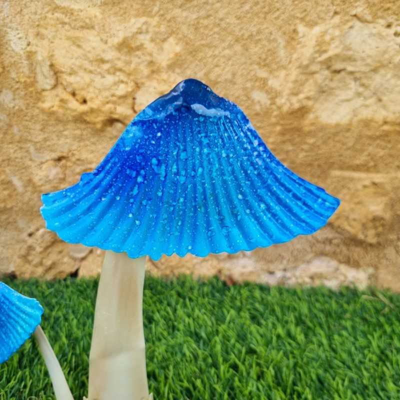 Blue-Colored Iron Mushroom Duo