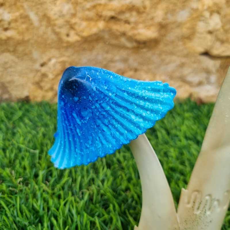 Blue-Colored Iron Mushroom Duo