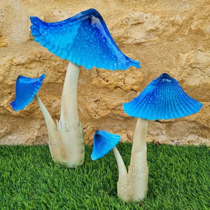 Blue-Colored Iron Mushroom Duo