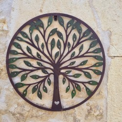 Tree of Life with Brown and Green Leaves and Heart