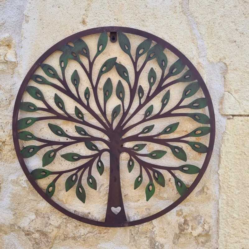 Tree of Life with Brown and Green Leaves and Heart