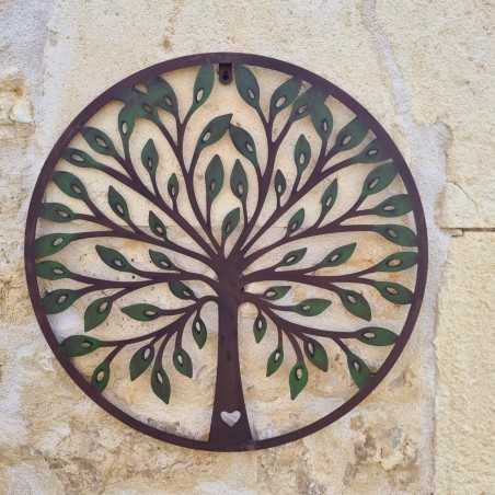 Tree of Life with Brown and Green Leaves and Heart