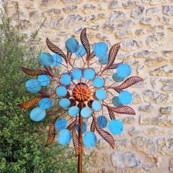Decorative Garden Wind Spinner, Louvière Model Garden Weather Vane Stake