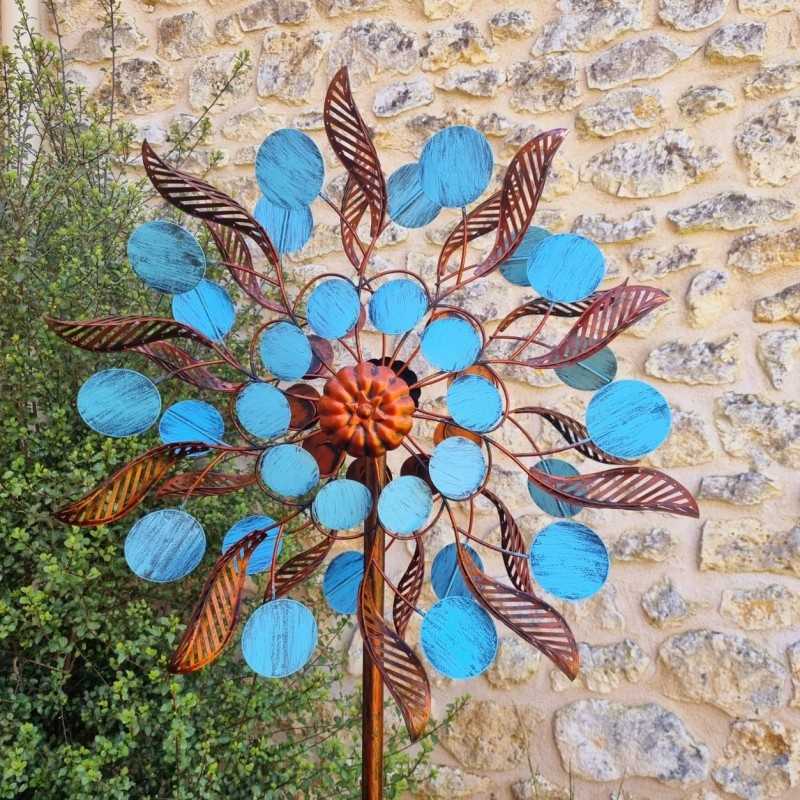 Decorative Garden Wind Spinner, Louvière Model Garden Weather Vane Stake