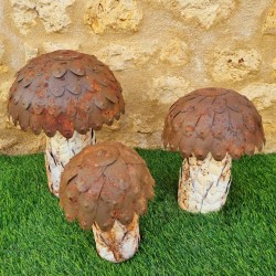 Beige, brown, and rust-colored iron mushrooms