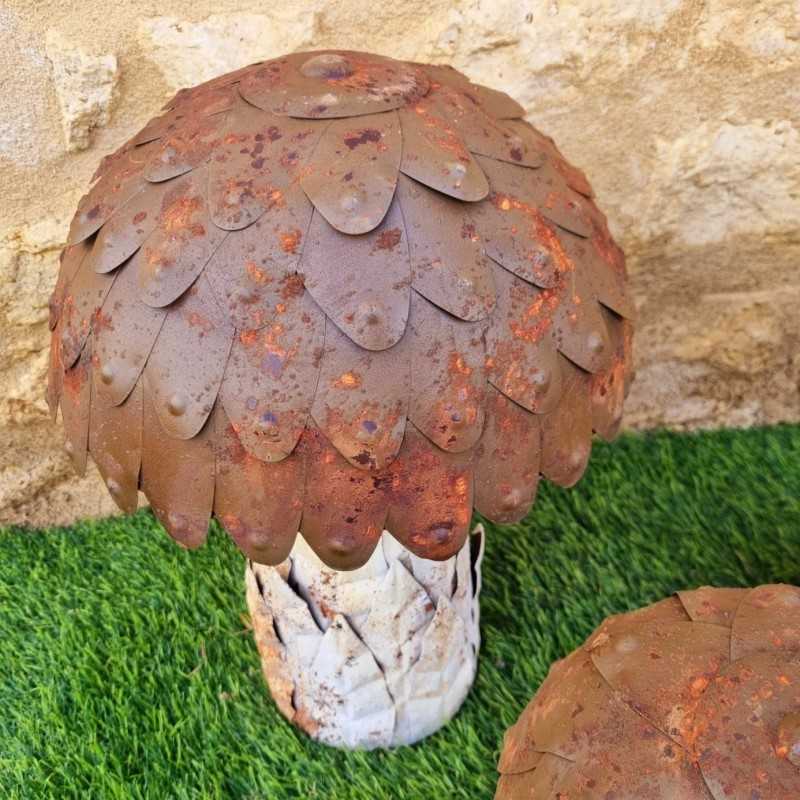 Beige, brown, and rust-colored iron mushrooms