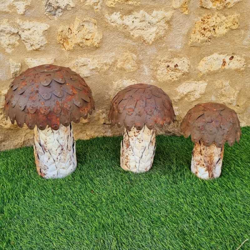 Beige, brown, and rust-colored iron mushrooms