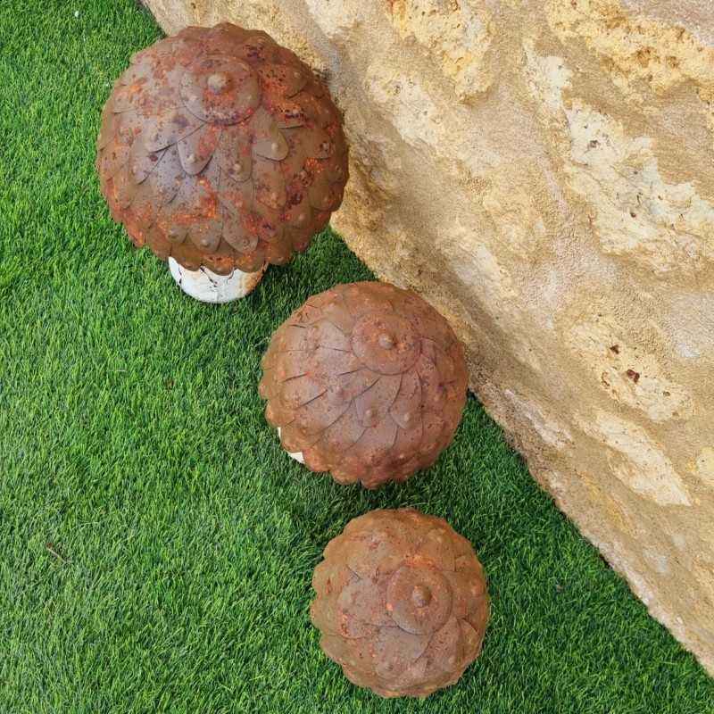 Beige, brown, and rust-colored iron mushrooms