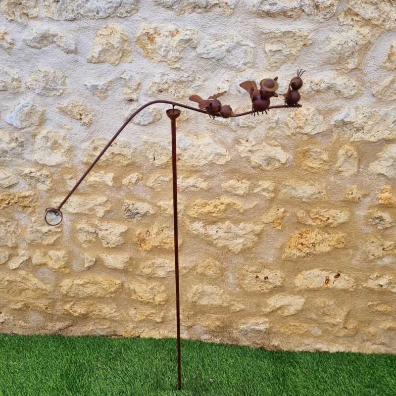 Garden mobile on stake 3 birds 126x71 cm metal full view