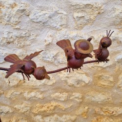 Garden Mobile on Stake with 3 Birds 126x71 cm Metal