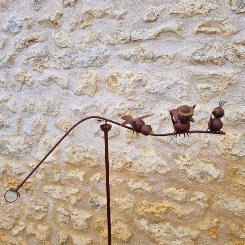 Garden Mobile on Stake with 3 Birds 126x71 cm Metal