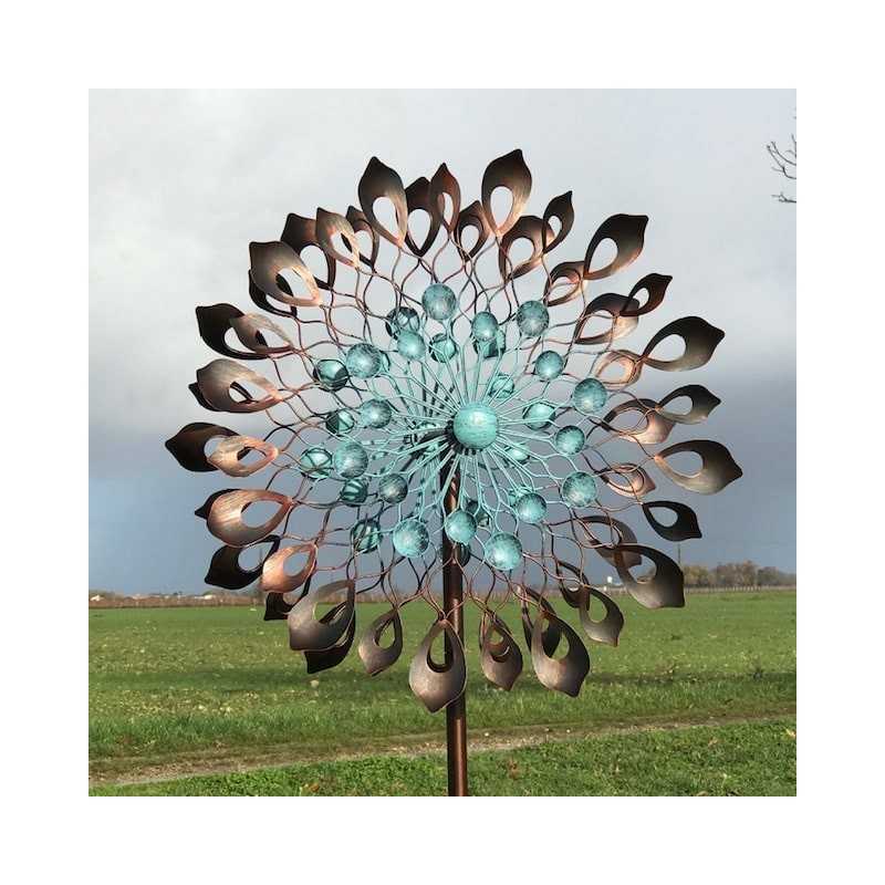 Decorative garden wind spinner in iron 213x60x27 Model Budos windmill metal garden sculpture