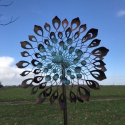 Decorative garden wind spinner in iron 213x60x27 Model Budos – elegant garden mobile for wind play