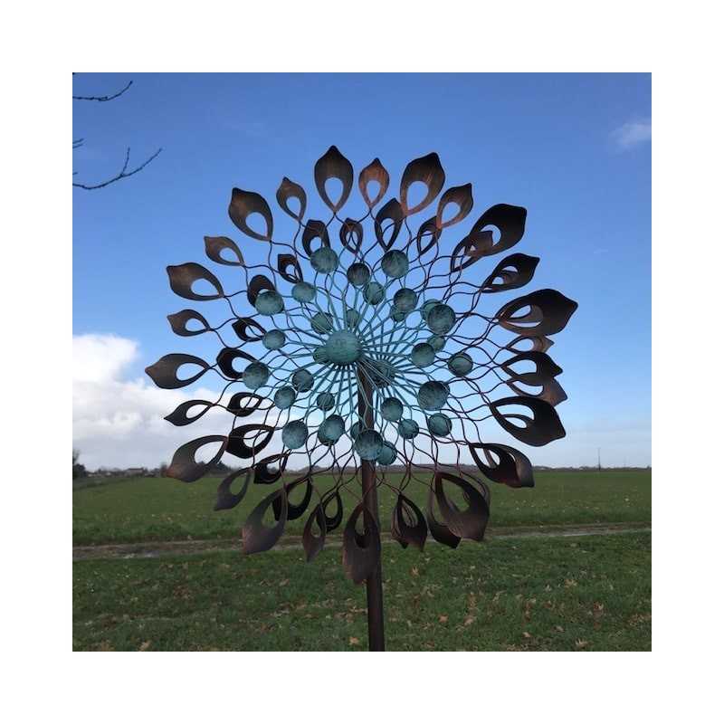Decorative garden wind spinner in iron 213x60x27 Model Budos – elegant garden mobile for wind play