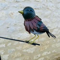 Close-up view of colorful metal bird garden mobile H133