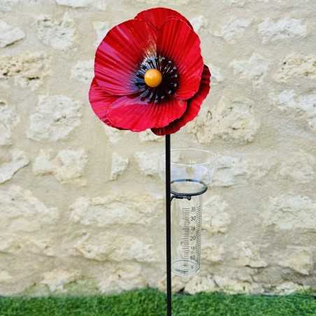 Poppy Rain Gauge – Floral Elegance for Your Garden