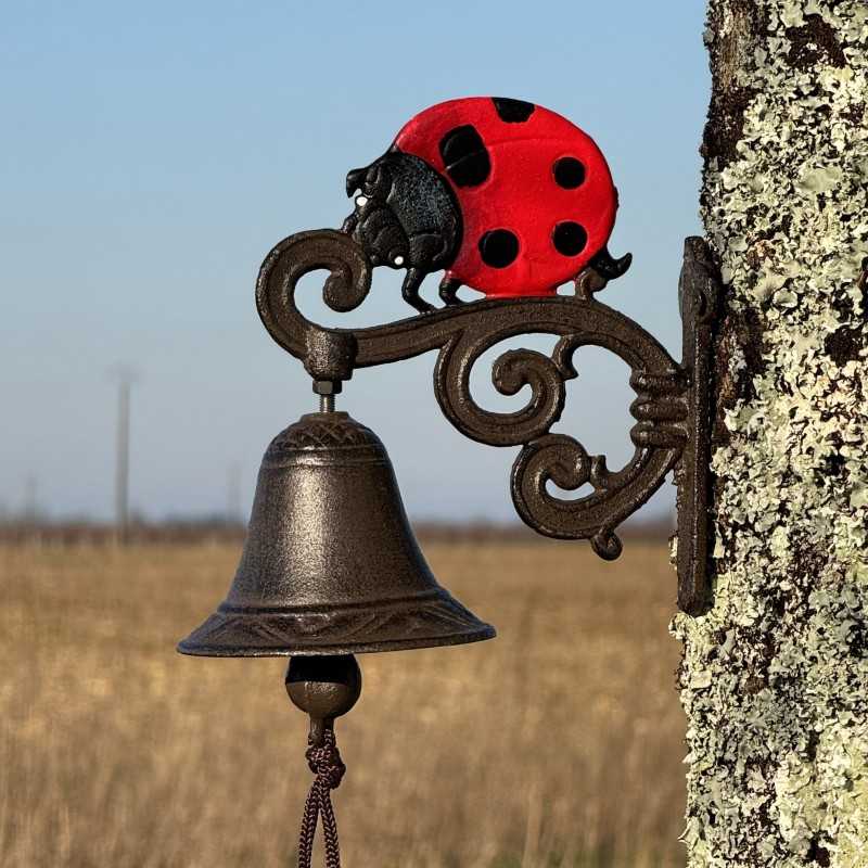 Cast Iron Wall Bell with Ladybug – A Colorful Accent for Your Entrance