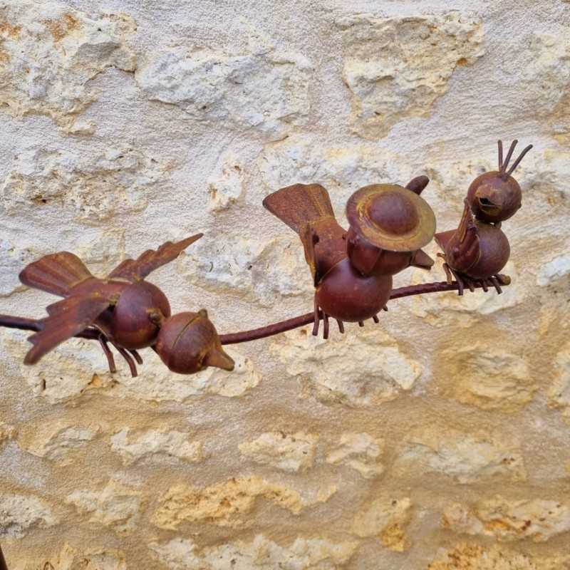 Mobile de jardin sur pic 3 oiseaux colibris  vue en détail des oiseaux