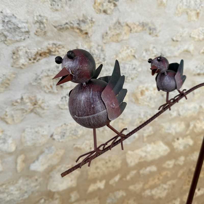 Patinated Metal Bird Garden Mobile – Detailed View