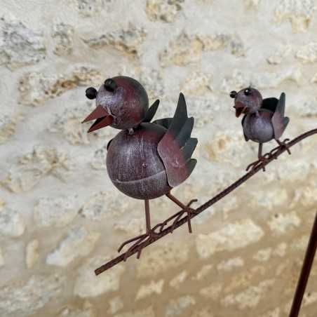 Patinated Metal Bird Garden Mobile – Detailed View