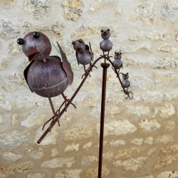 Metal Patina Bird Mobile – Detailed View of the Birds