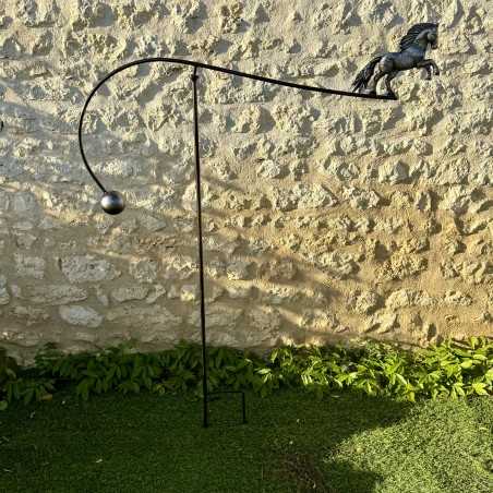 Stainless Steel Garden Mobile Rearing Horse – 160 cm – Elegant Equestrian Sculpture – Lézard du Jardin