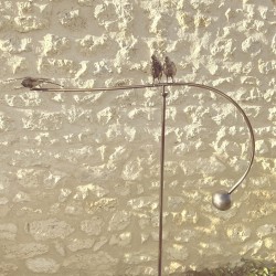 Stainless Steel Garden Mobile with Metal Swallows – Poetic and Designer Decorative Garden Wind Spinner by Lézard du Jardin