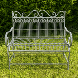 Vintage Patinated Metal Garden Bench | Lézard du Jardin