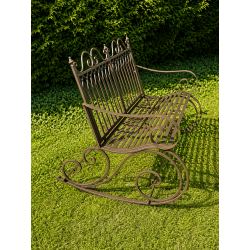 Wrought-iron bench, side view