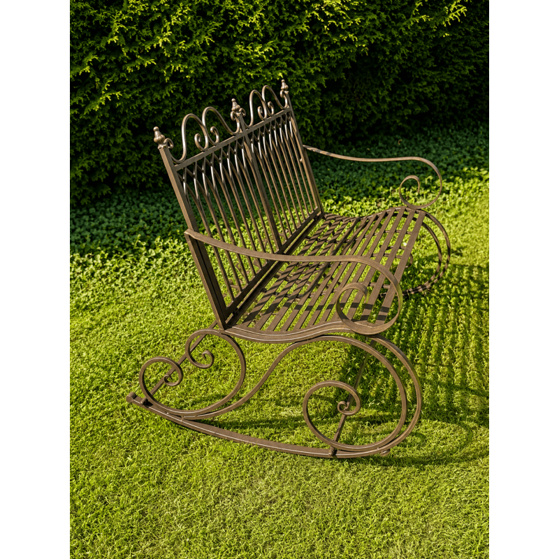Wrought-iron bench, side view