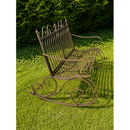 Wrought-iron bench, side view