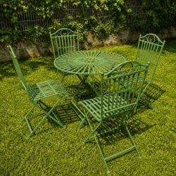 4-seat English green metal garden furniture set