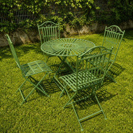 4-seat English green metal garden furniture set